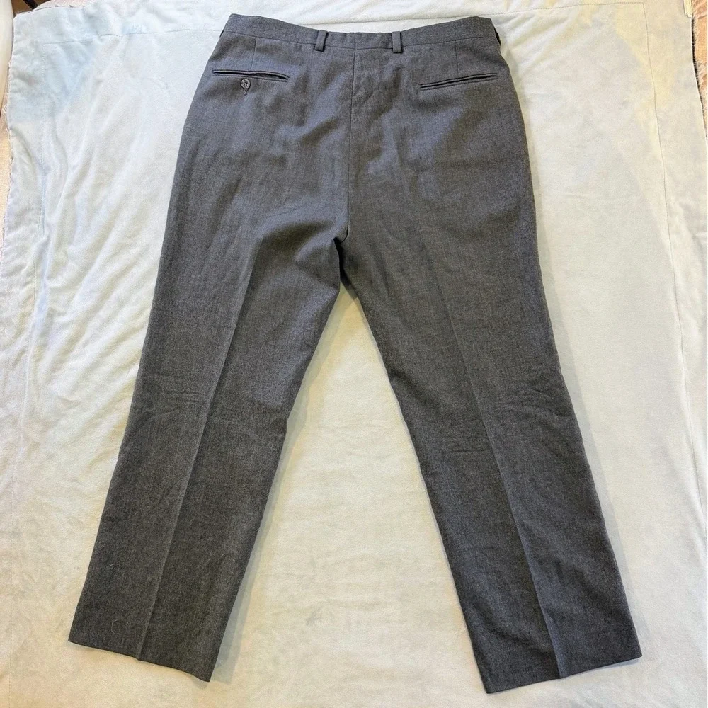 Pendleton Wool Dress Pants Mens 36x30 Gray Flat Front Pure Virgin Wool Made USA